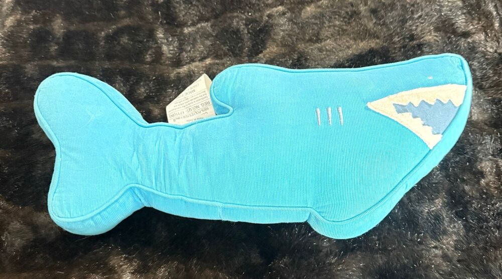 Crate & Kids Blue Soft Shark Throw Pillow Room Decor Unisex